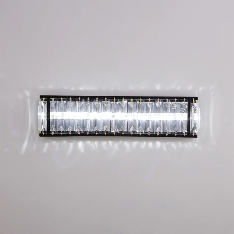 Applique rectangulaire en cristal, éclairage mural de chevet à LED moderne en noir Clearhalo