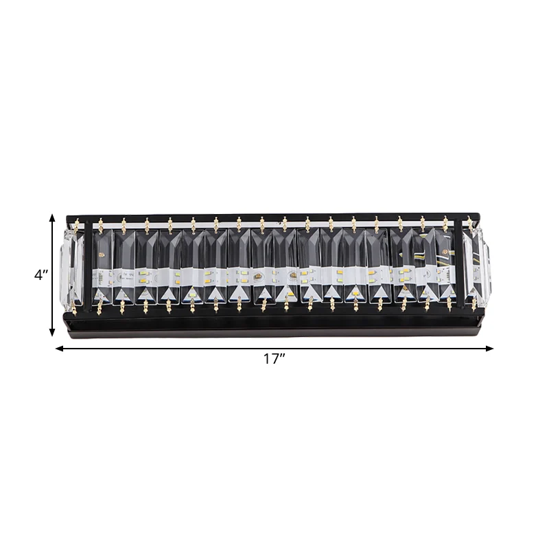 Applique rectangulaire en cristal, éclairage mural de chevet à LED moderne en noir Clearhalo