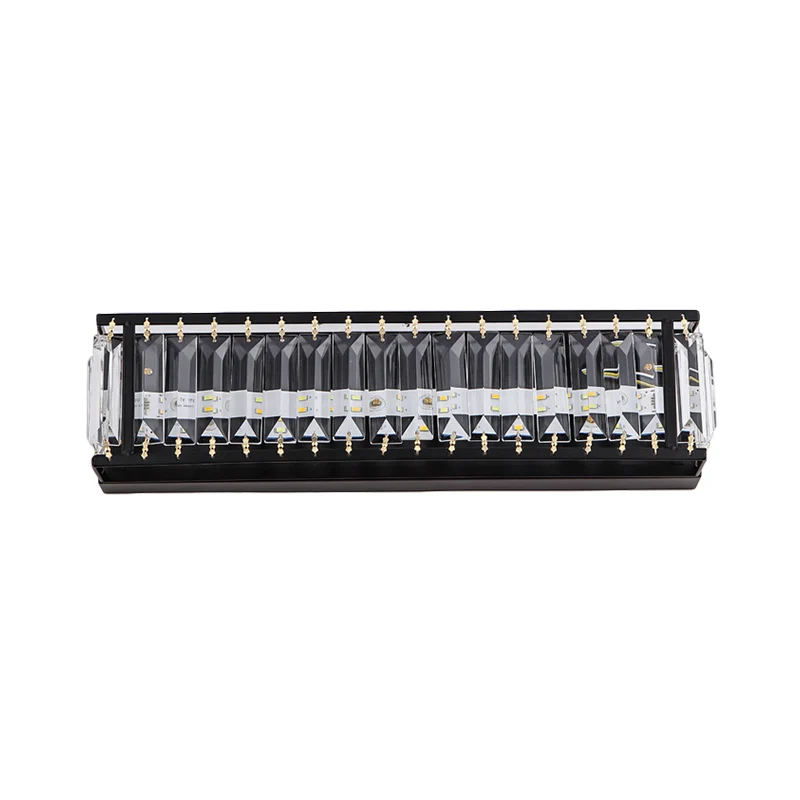 Applique rectangulaire en cristal, éclairage mural de chevet à LED moderne en noir Clearhalo