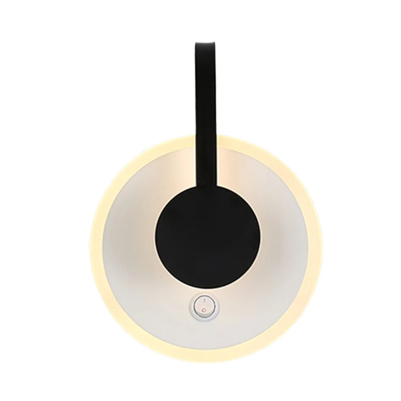 Applique ronde et incurvée moderne nordique acrylique LED noir applique murale en lumière chaude/blanche Clearhalo
