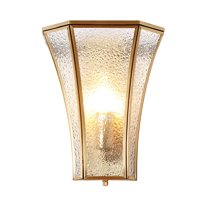 Applique trompette traditionnelle en verre texturé, 1 tête dorée, luminaire mural pour salon Clearhalo