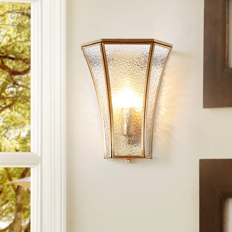 Applique trompette traditionnelle en verre texturé, 1 tête dorée, luminaire mural pour salon Clearhalo