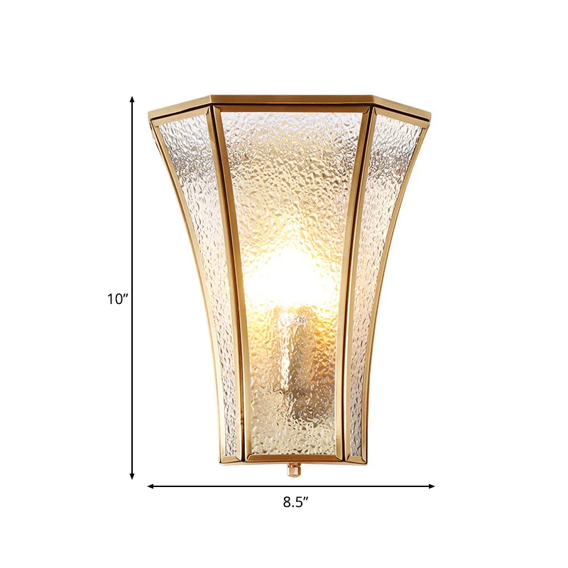 Applique trompette traditionnelle en verre texturé, 1 tête dorée, luminaire mural pour salon Clearhalo