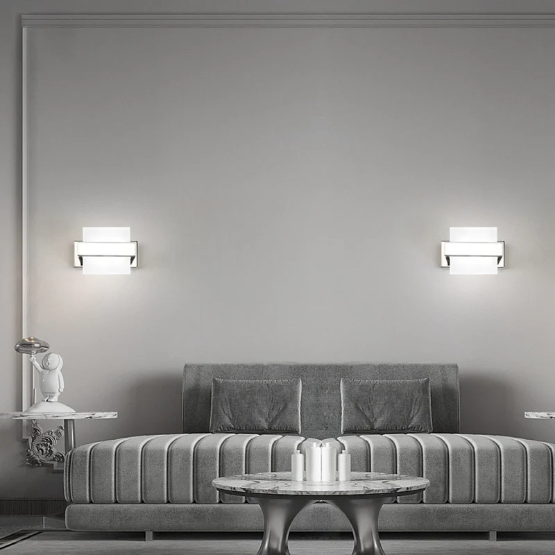Applique de vanité LED carrée en acrylique, éclairage mural blanc contemporain pour salle de bain Clearhalo