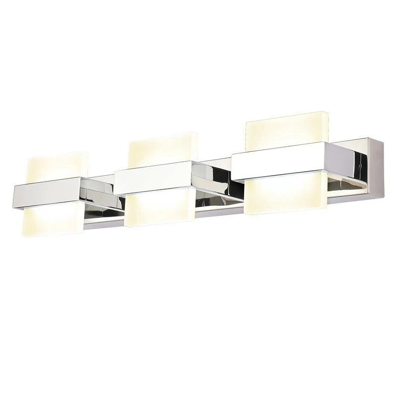 Applique de vanité LED carrée en acrylique, éclairage mural blanc contemporain pour salle de bain Clearhalo