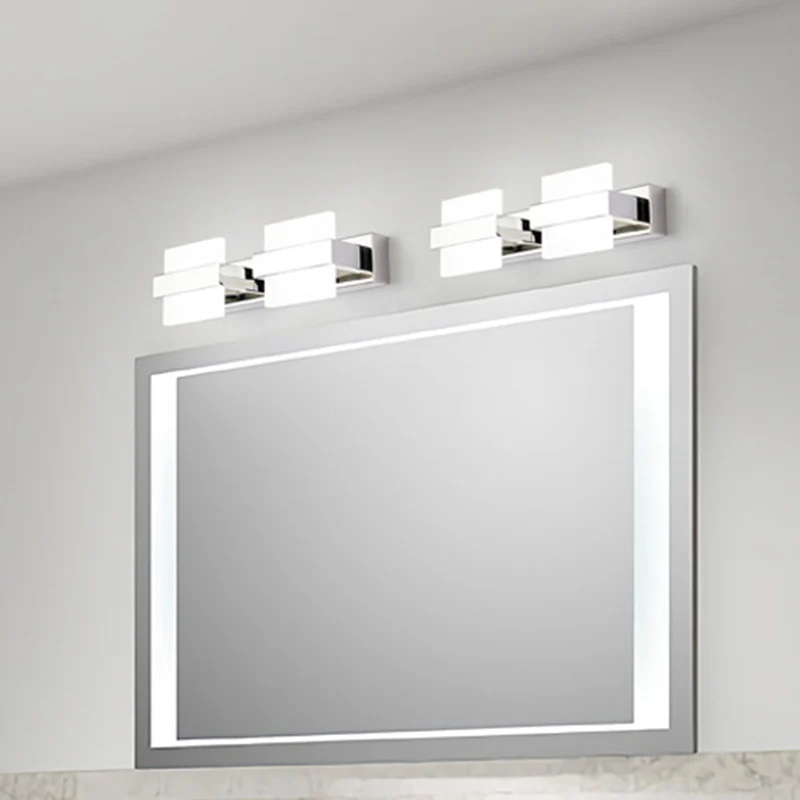 Applique de vanité LED carrée en acrylique, éclairage mural blanc contemporain pour salle de bain Clearhalo