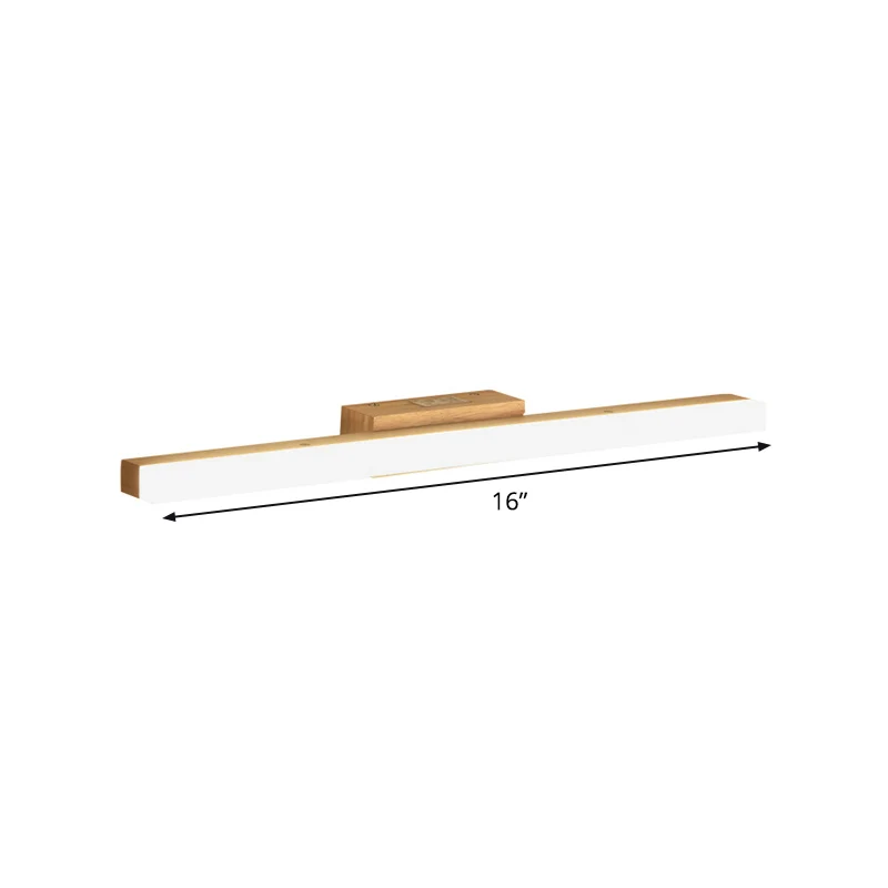 Applique de vanité linéaire en bois, luminaire mural LED minimaliste de 16/23,5/31,5 pouces de largeur, beige Clearhalo