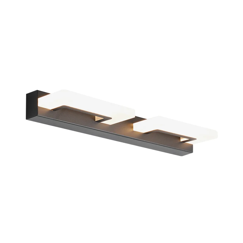 Applique de vanité rectangulaire en acrylique, idées d'éclairage mural modernes à 2/3 têtes en noir pour salle de bain, lu...