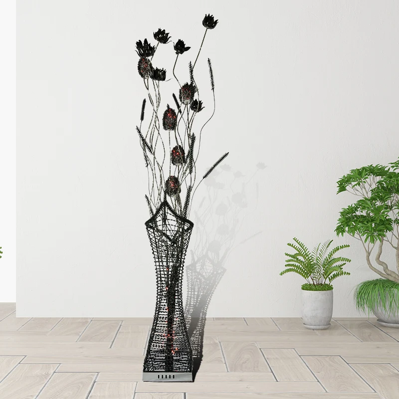 Art Decor Entwing Branch Lampadaire décoratif LED en aluminium Base géométrique Lampadaire de lecture en or/noir/rouge Cle...