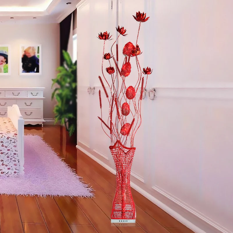 Art Decor Entwing Branch Lampadaire décoratif LED en aluminium Base géométrique Lampadaire de lecture en or/noir/rouge Cle...