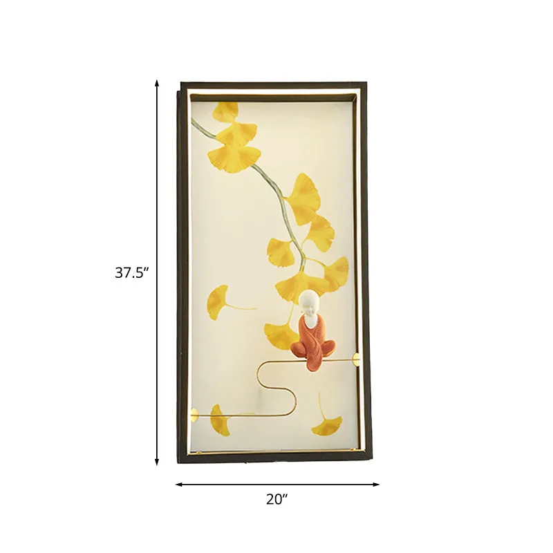 Asie Zen et Ginkgo Feuille Applique LED Acrylique Chambre LED Support Mural Lampe Murale en Jaune Clearhalo