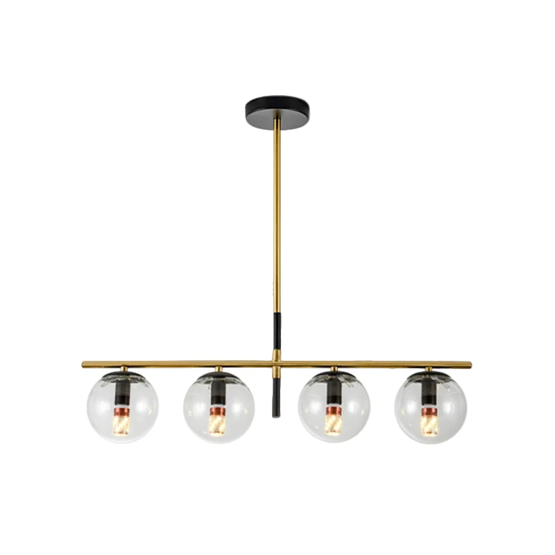 Ball Island Lighting Lampe suspendue contemporaine en verre transparent à 4 ampoules en noir et or Clearhalo