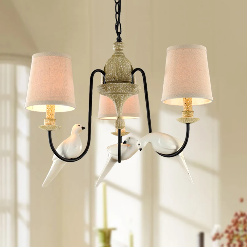 Baril pendentif lustre lumière tissu nordique 3/6 têtes lumière Tan suspendu plafonnier Clearhalo