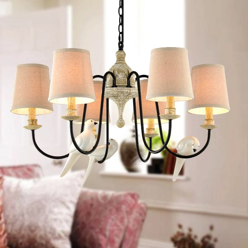 Baril pendentif lustre lumière tissu nordique 3/6 têtes lumière Tan suspendu plafonnier Clearhalo