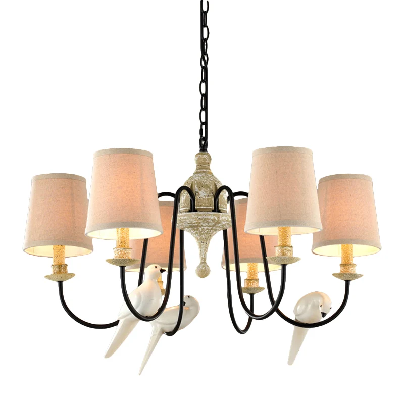 Baril pendentif lustre lumière tissu nordique 3/6 têtes lumière Tan suspendu plafonnier Clearhalo