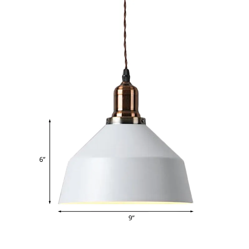 Barn Shade Coffee Shop Luminaire suspendu industriel métallique à 1 lumière, plafonnier blanc Clearhalo