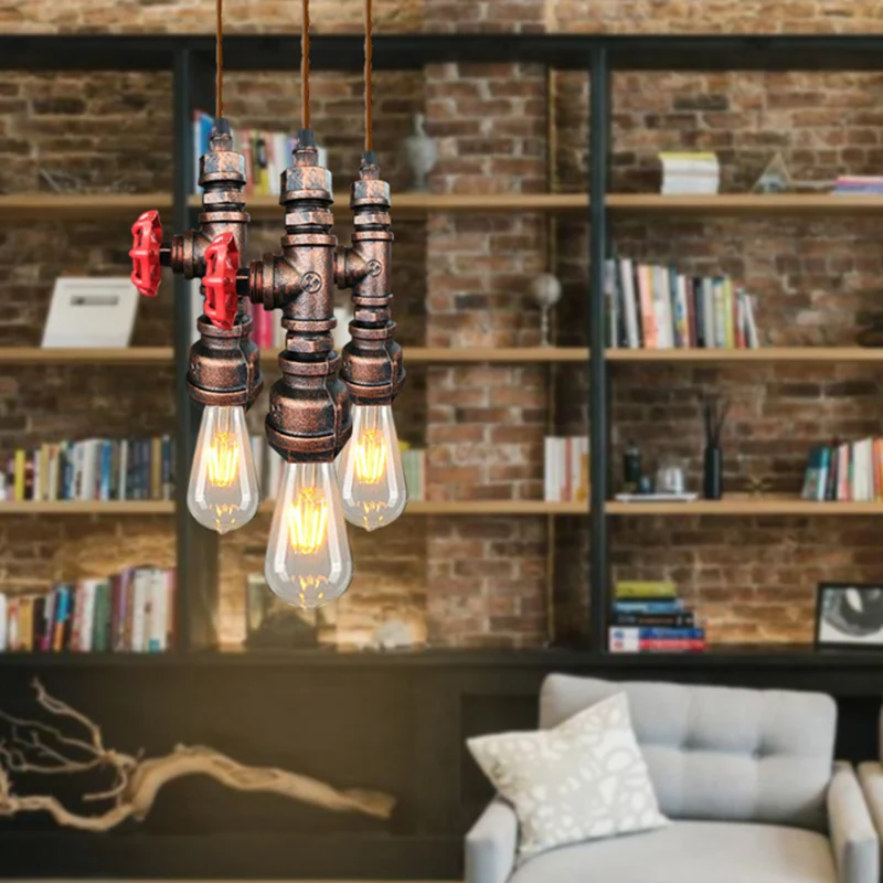 Barre de conduite d'eau suspendue, luminaire suspendu en métal de Style Vintage Clearhalo