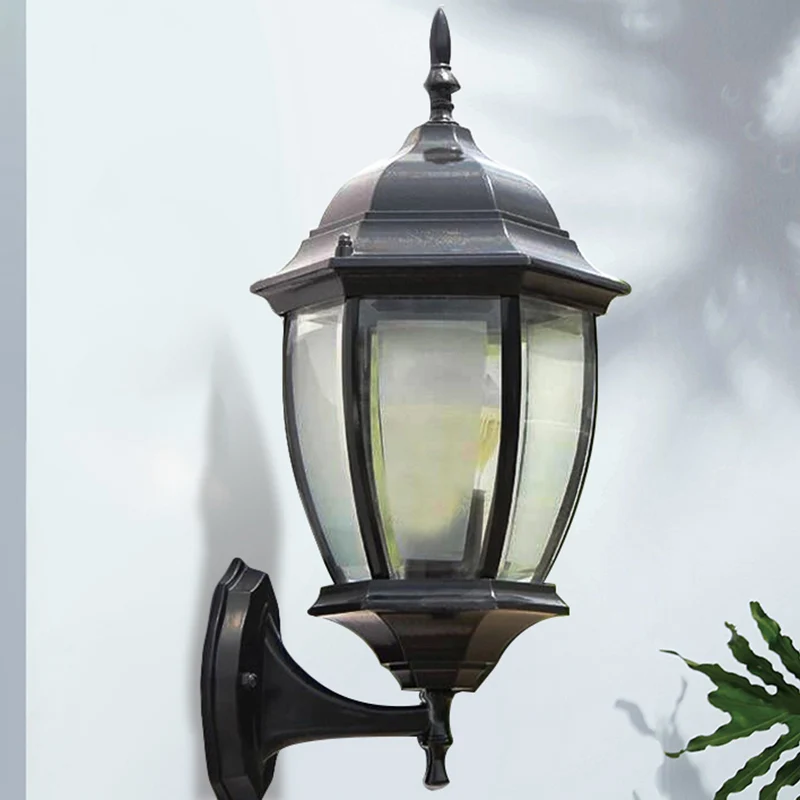 Bell Garden Wall Lighting Ideas Lampe murale vintage à 1 lumière en aluminium avec abat-jour en verre Clearhalo