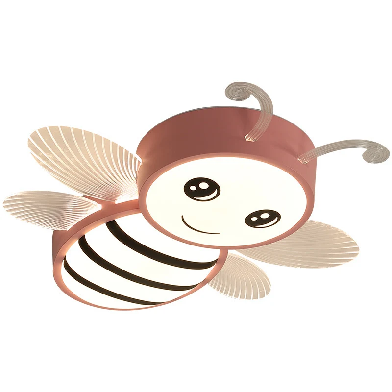 Blanc/rose/bleu abeille encastré dessin animé fer LED plafonnier pour chambre d'enfants Clearhalo