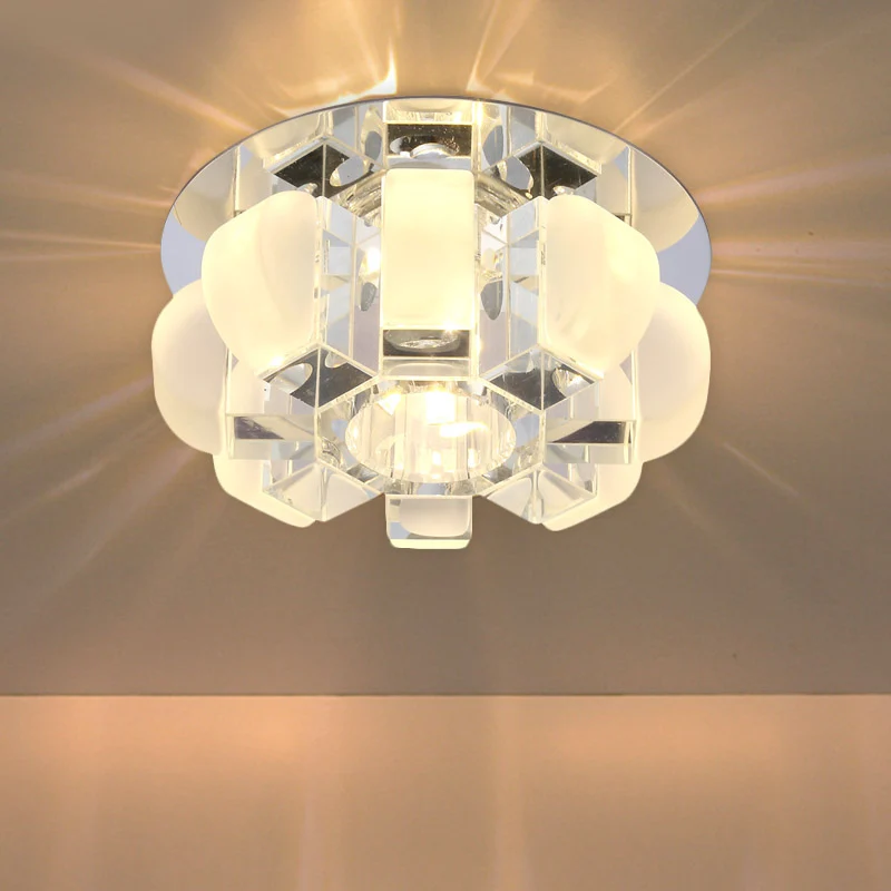 Bloc de cristal doré plafonnier Floral LED moderniste éclairage encastré en lumière chaude/blanche/multicolore Clearhalo