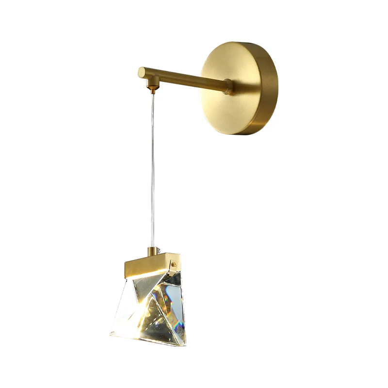 Blocs de cristal clair suspension murale dorée polyèdre LED lampe murale contemporaine Clearhalo