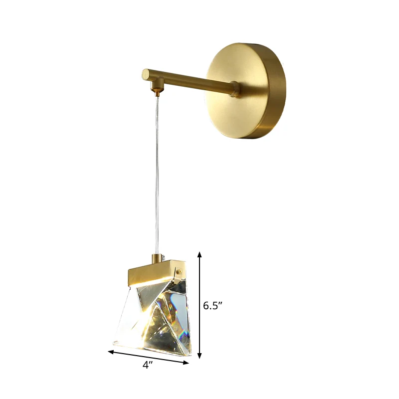 Blocs de cristal clair suspension murale dorée polyèdre LED lampe murale contemporaine Clearhalo