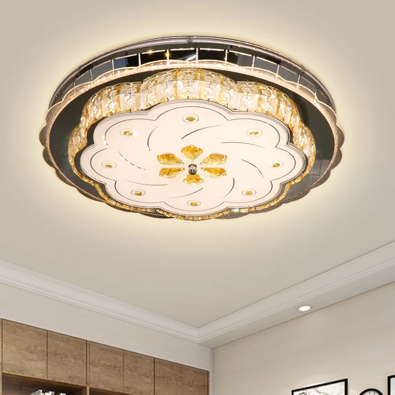 Blocs de cristal coupés, luminaire LED moderne en acier inoxydable, plafonnier à fleurs pour chambre à coucher Clearhalo