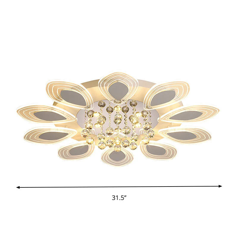 Bloom Salon Plafonnier Moderniste Boule de Cristal Clair LED Chrome Plafonnier Clearhalo