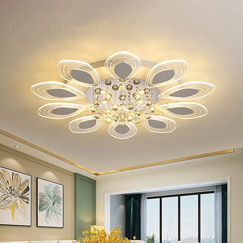 Bloom Salon Plafonnier Moderniste Boule de Cristal Clair LED Chrome Plafonnier Clearhalo