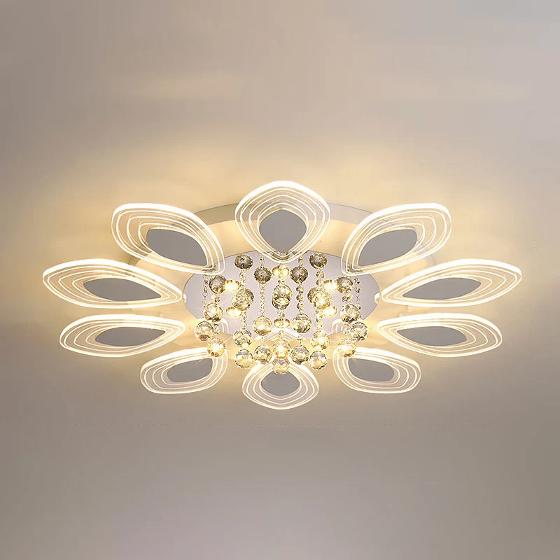 Bloom Salon Plafonnier Moderniste Boule de Cristal Clair LED Chrome Plafonnier Clearhalo