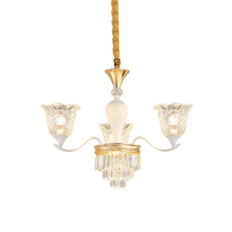 Blossom – lustre de chambre à coucher, lampe traditionnelle en verre de cristal transparent, pendentif à Suspension dorée...