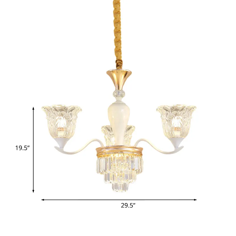 Blossom – lustre de chambre à coucher, lampe traditionnelle en verre de cristal transparent, pendentif à Suspension dorée...