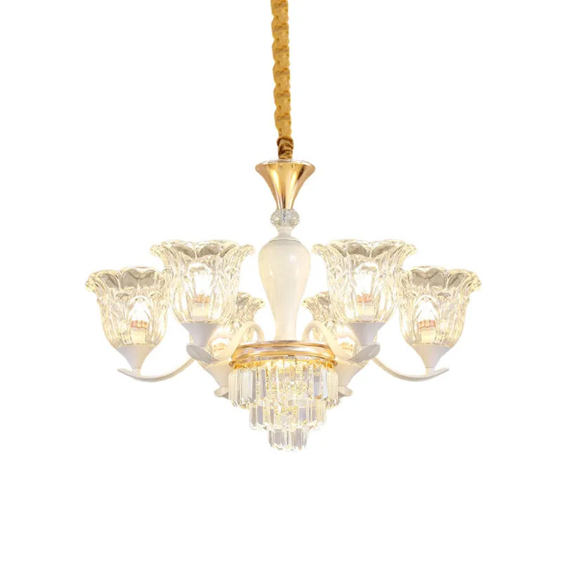 Blossom – lustre de chambre à coucher, lampe traditionnelle en verre de cristal transparent, pendentif à Suspension dorée...