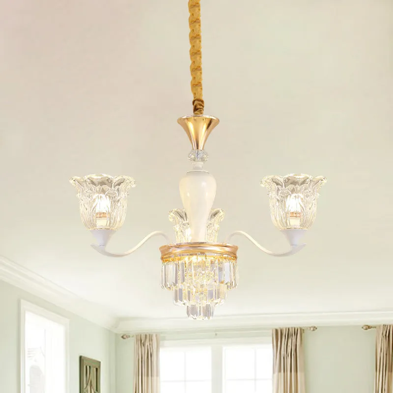 Blossom – lustre de chambre à coucher, lampe traditionnelle en verre de cristal transparent, pendentif à Suspension dorée...