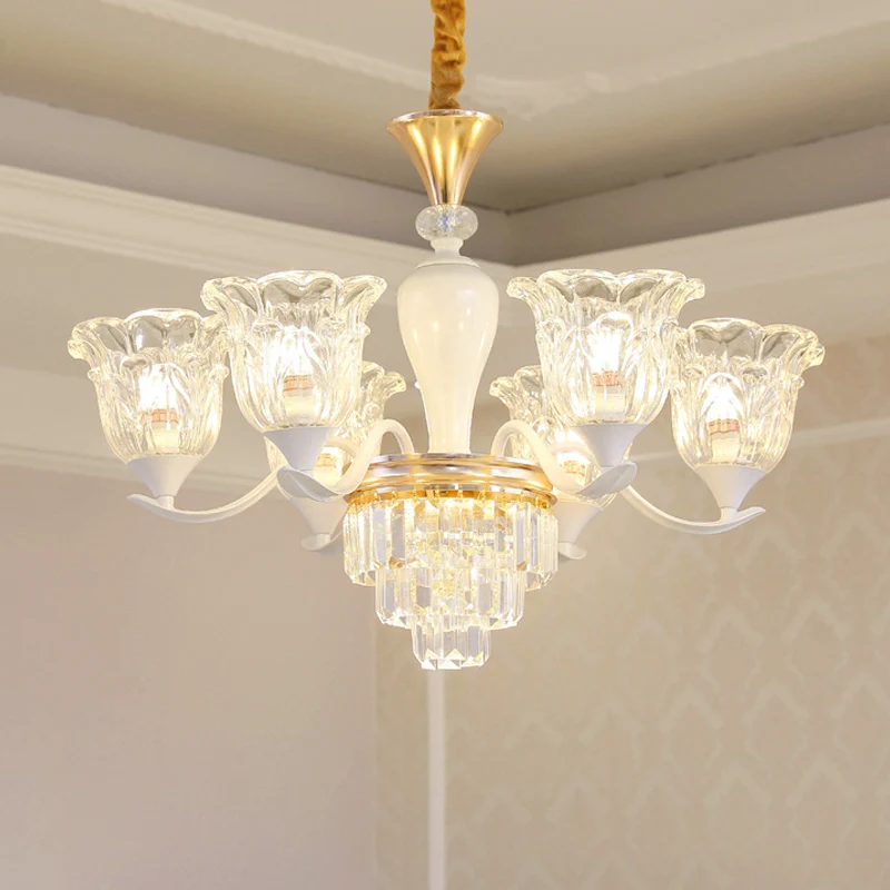 Blossom – lustre de chambre à coucher, lampe traditionnelle en verre de cristal transparent, pendentif à Suspension dorée...