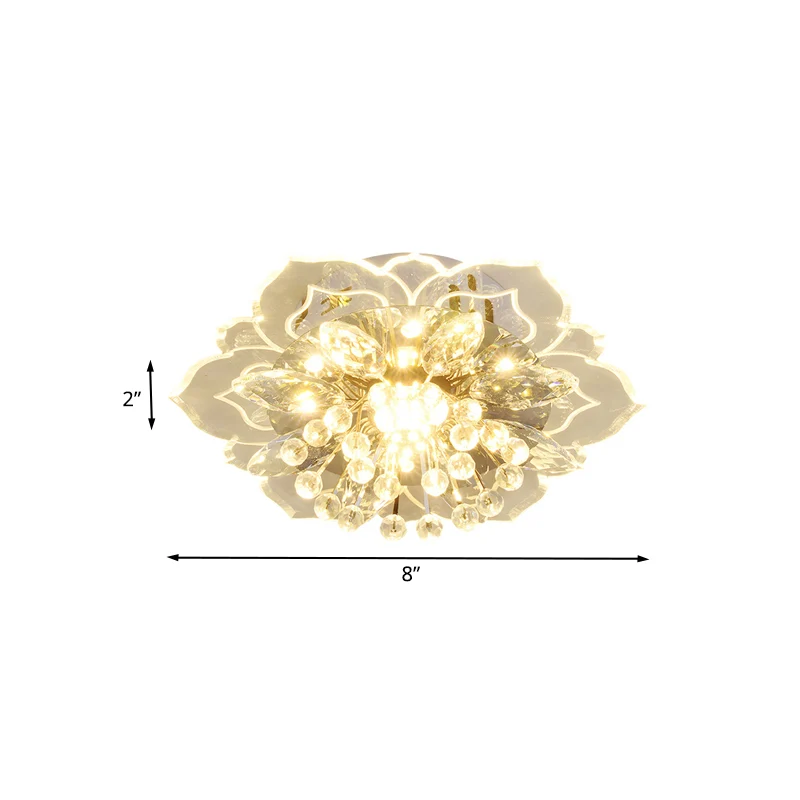 Blossom Mini LED Plafonnier Style Moderne Plafonnier En Cristal Clair Pour Couloir Clearhalo