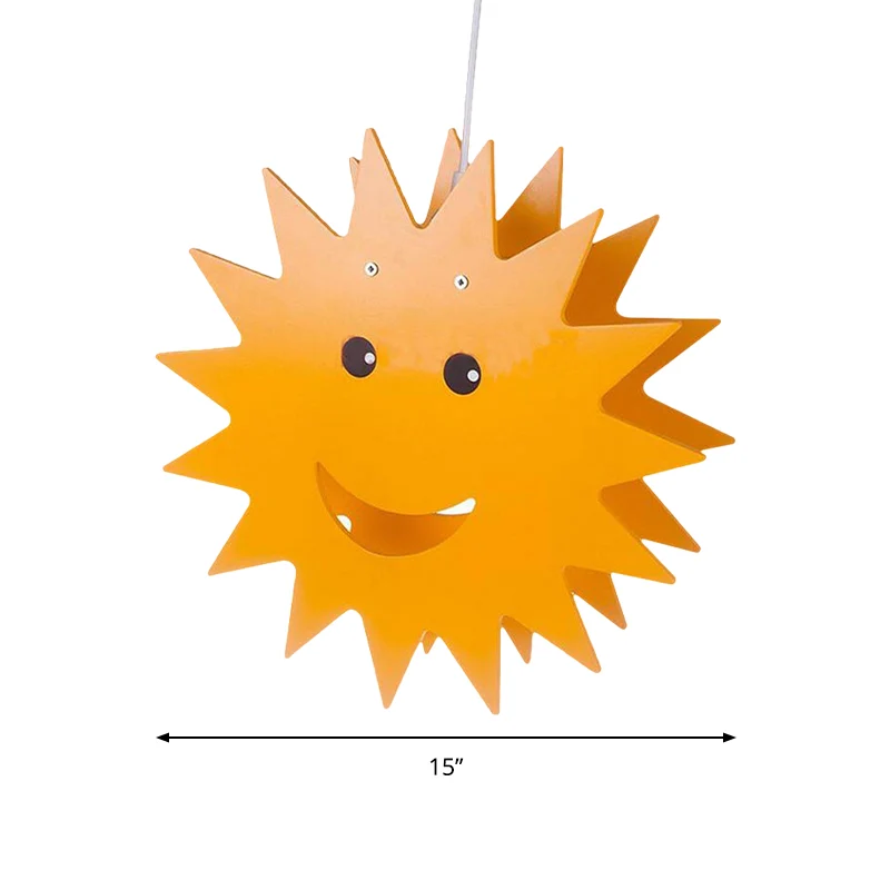 Bois souriant soleil suspendu éclairage dessin animé 1 lumière jaune finition suspension plafonnier Clearhalo