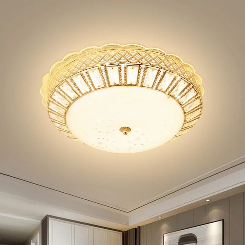 Bol abat-jour cristal encastré lumière minimale LED or près du plafonnier avec motif de fleur pour chambre à coucher Clear...