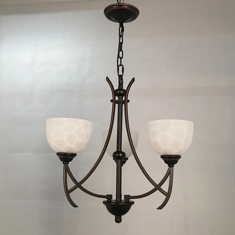 Bol salon pendentif lustre traditionnel blanc semblable à un nuage en verre dépoli 3 lumières Bronze luminaire suspendu Cl...