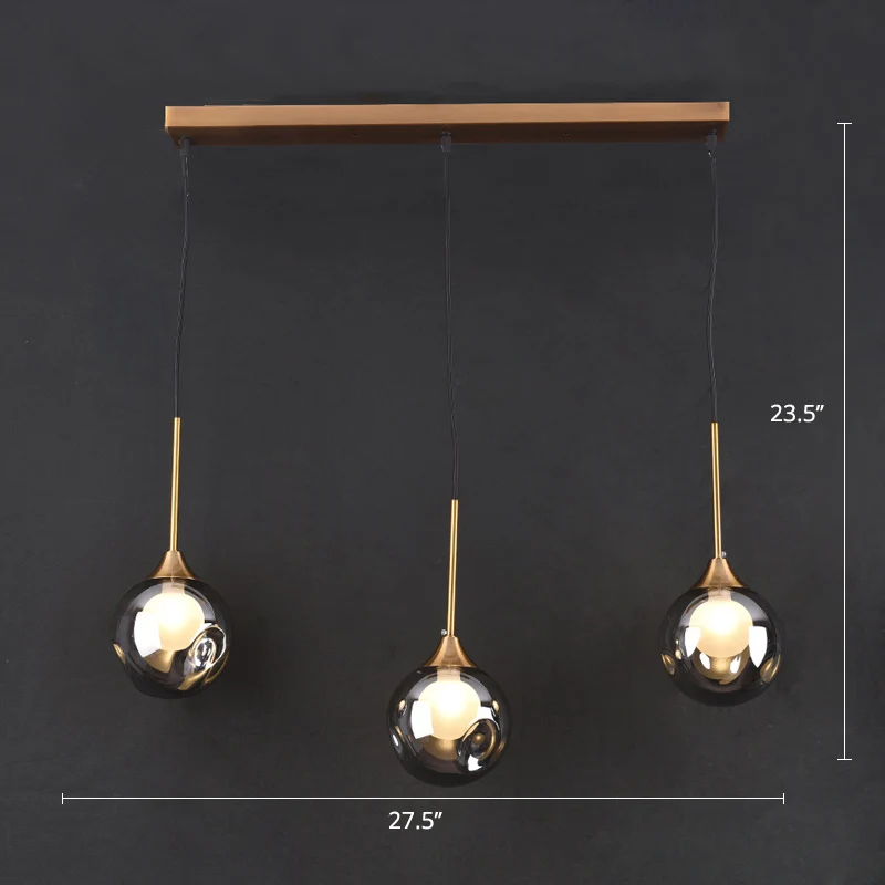 Boule vers le bas éclairage pendentif minimalisme verre 3 têtes salle à manger plusieurs suspensions Clearhalo