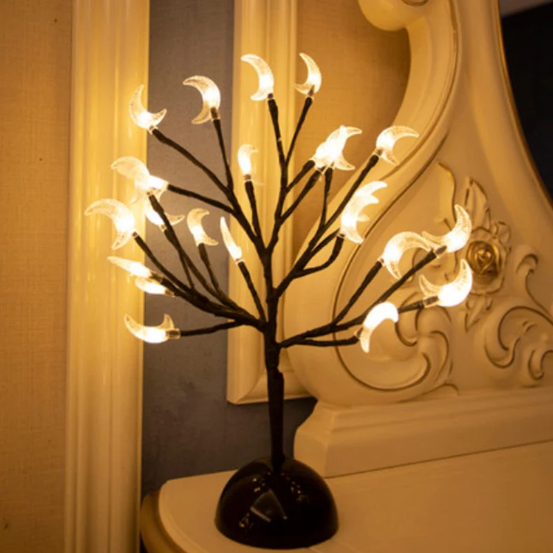 Branche d'arbre en plastique LED lampe de Table artistique noir batterie lampe de chevet pour chambre à coucher Clearhalo