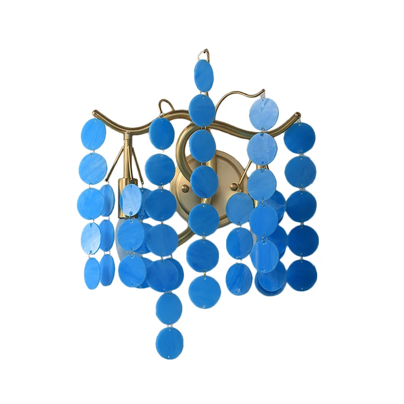 Branche Design chambre éclairage mural bleu/rose verre 2 lumières Style moderne applique avec ampoule ouverte Clearhalo