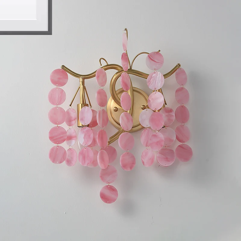 Branche Design chambre éclairage mural bleu/rose verre 2 lumières Style moderne applique avec ampoule ouverte Clearhalo
