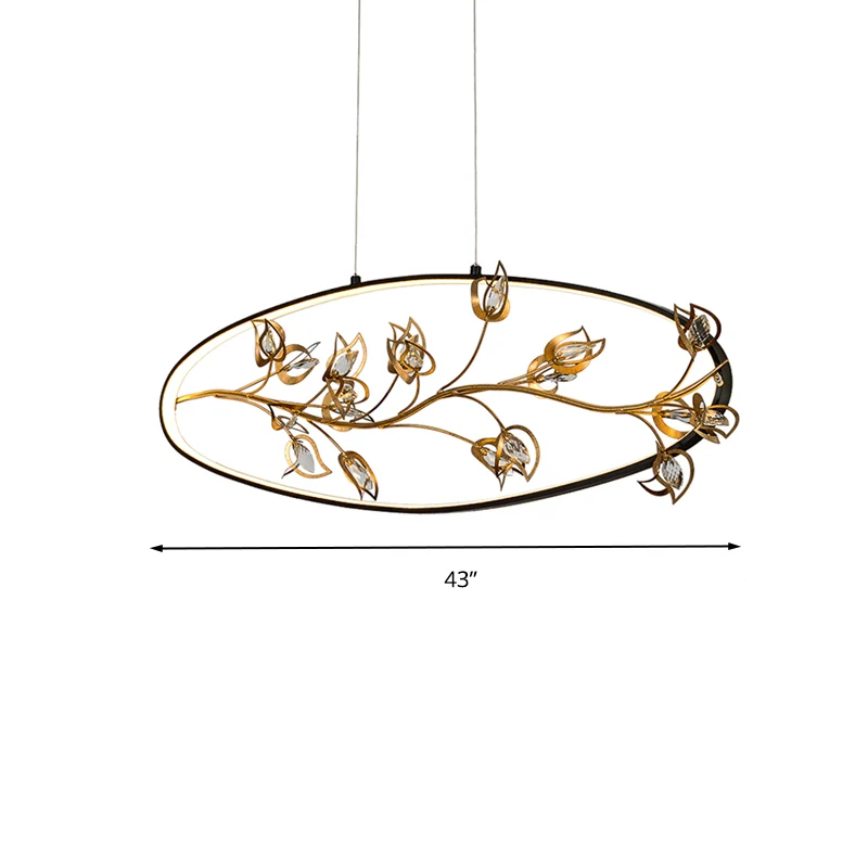 Branche d'or pendentif plafonnier modernisme feuille cristal or LED lustre éclairage Clearhalo