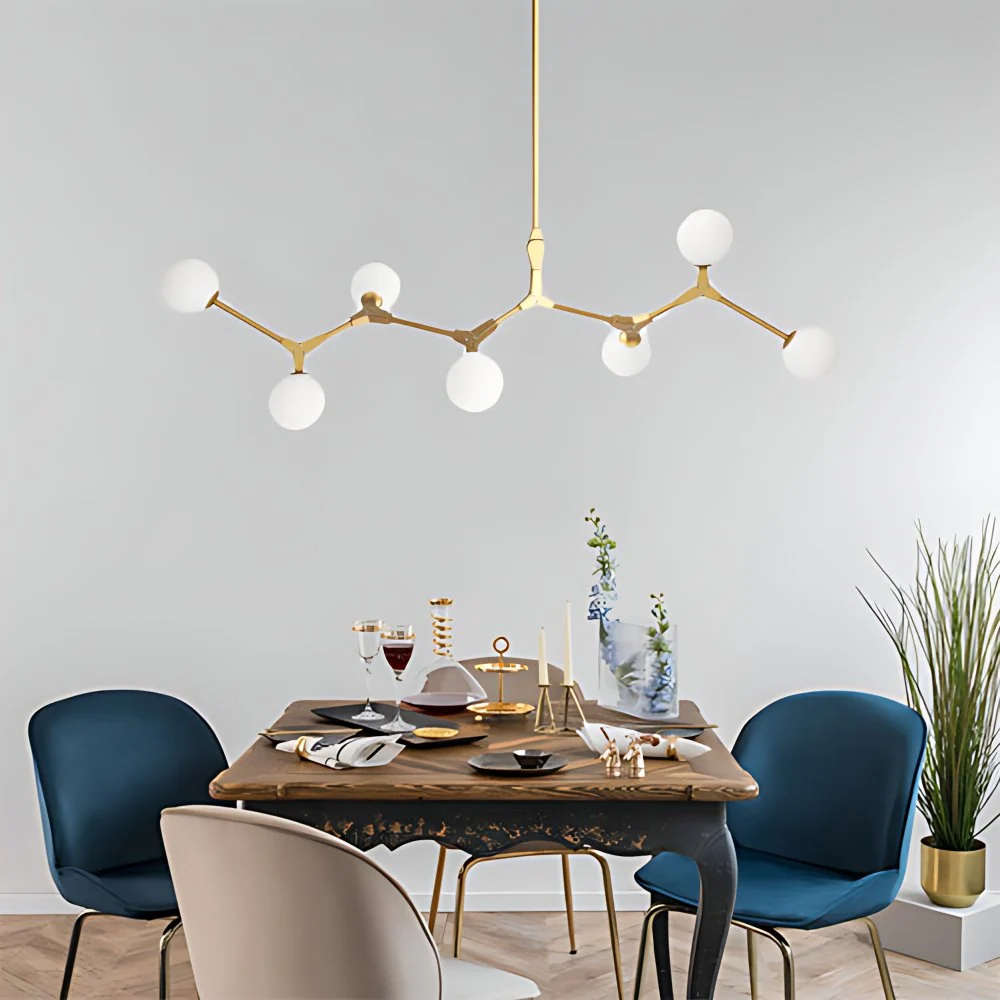Branche suspension lampe moderne Style nordique verre opale 5/6/7 lumières or lustre lumière Clearhalo