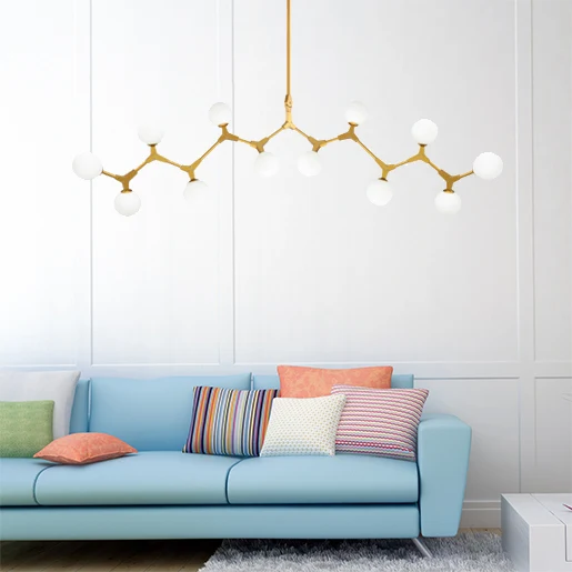 Branche suspension lampe moderne Style nordique verre opale 5/6/7 lumières or lustre lumière Clearhalo