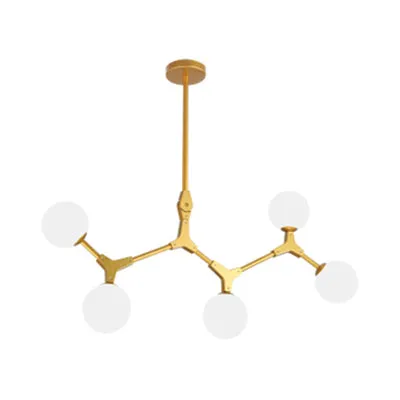 Branche suspension lampe moderne Style nordique verre opale 5/6/7 lumières or lustre lumière Clearhalo