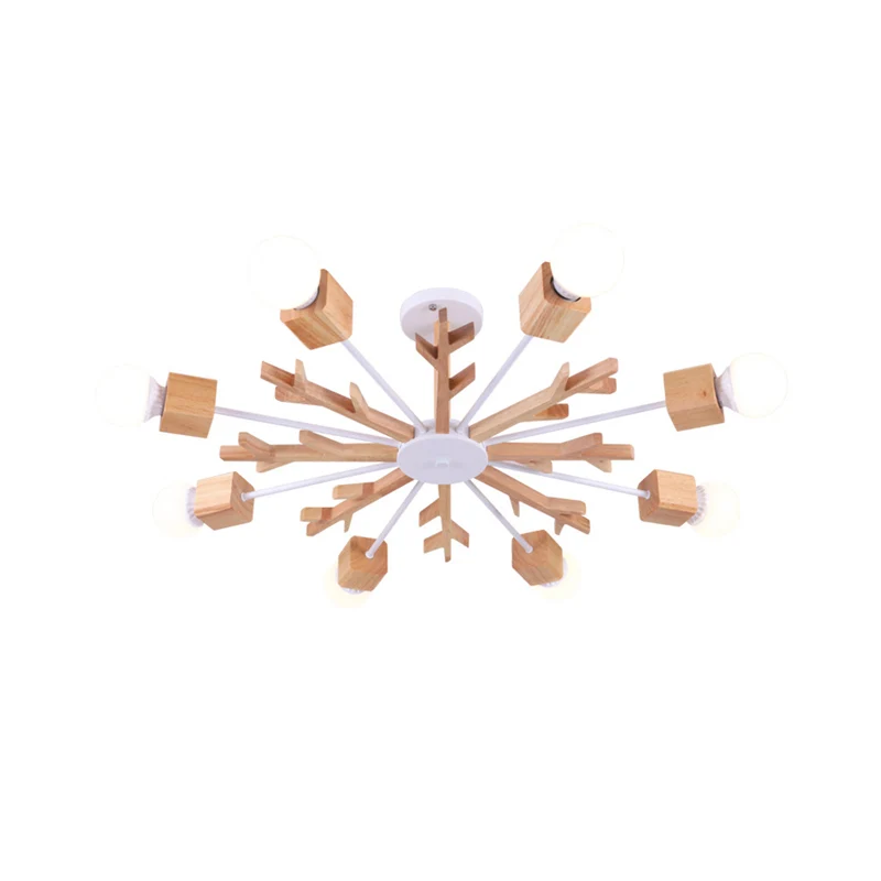Branches En Bois Semi Encastré Lumière Nordique Beige LED Plafonnier Encastré pour Chambre Clearhalo