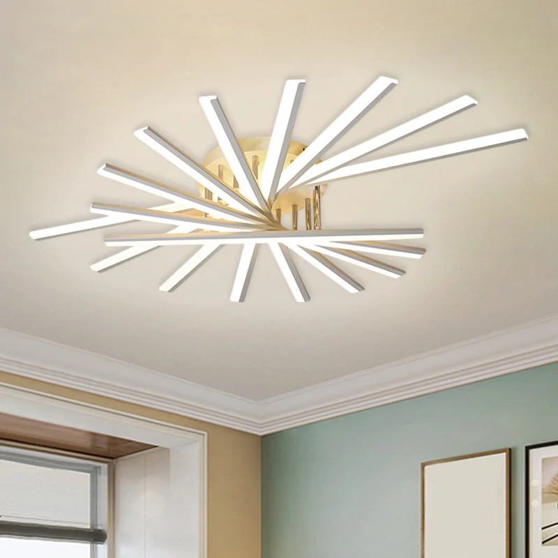 Burst Design Plafonnier en acrylique moderniste à 5/9 ampoules LED blanches semi-encastrées en lumière chaude/blanche Clea...