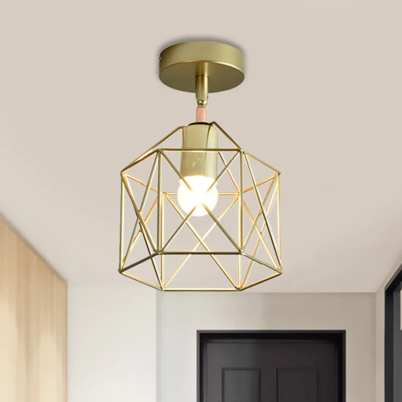 Cadre cylindrique/carré en métal, éclairage semi-monté, luminaire de plafond élégant pour Loft, chambre à coucher, 1 ampou...